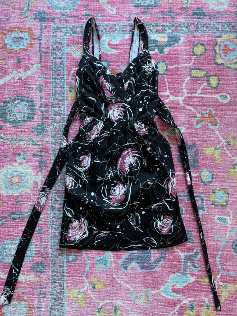 Y2K ABSTRACT FLORAL CHARLOTTE RUSSE DRESS - Picture 2 of 3